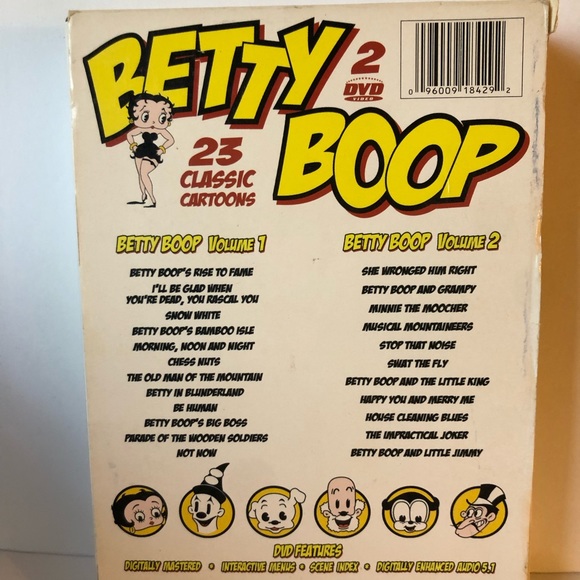 Classic Betty Boop Cartoons (DVD, 2004, 2-Disc Set) 23 Black/White Cartoons - Picture 2 of 8